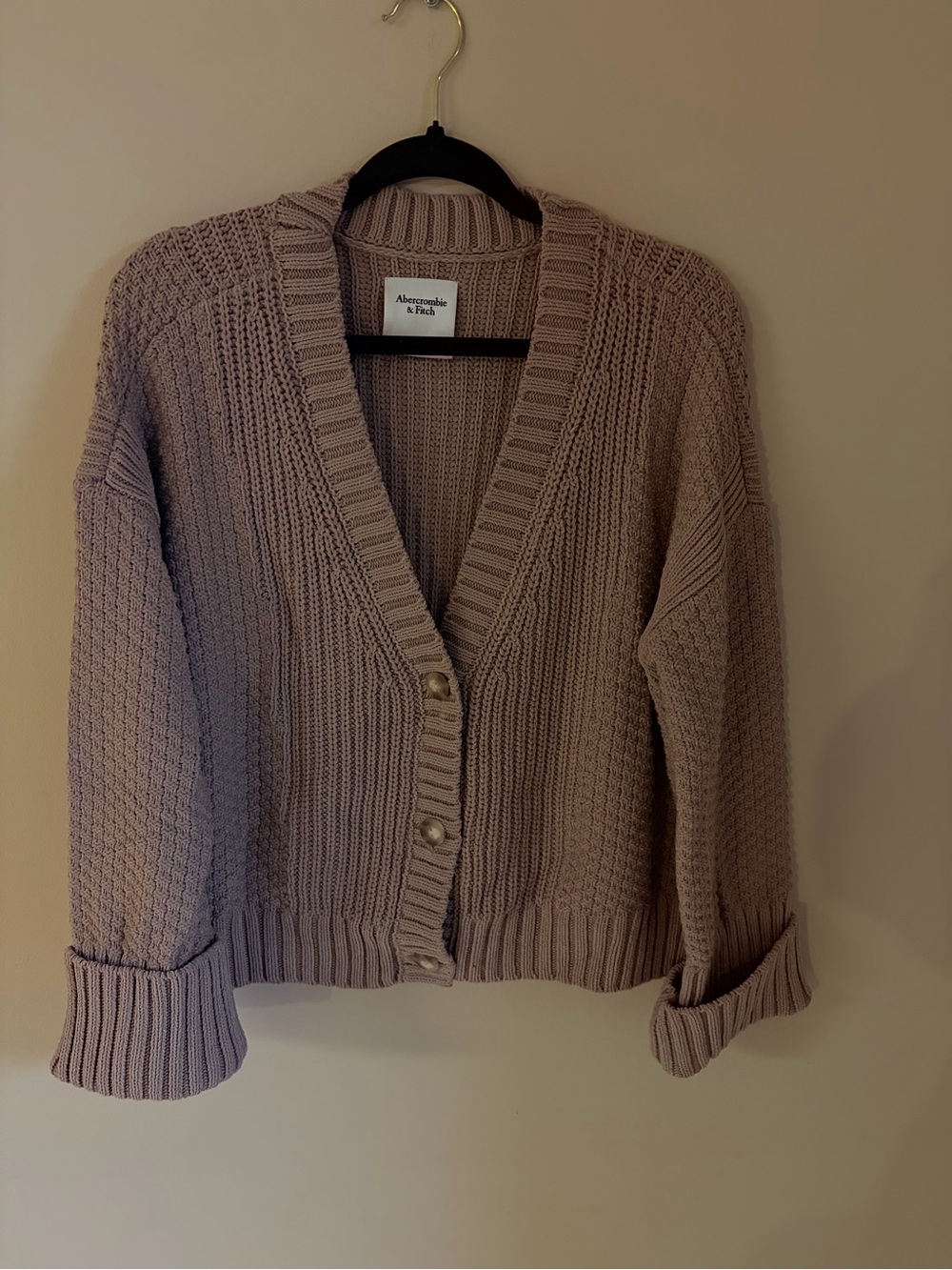 Abercrombie & Fitch Lavender Button-Front Knit Cardigan